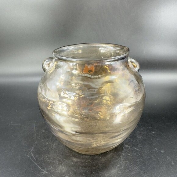 Anthropologie Capricio Art Glass Round Bottom Vase With Small Handles W Sticker - Picture 9 of 14